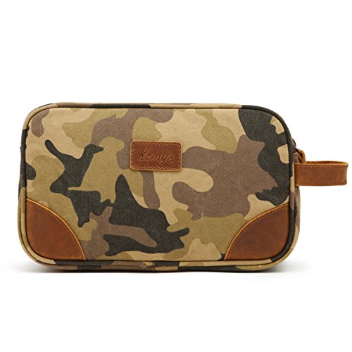 Kemy's Camo Toiletry Bag Mens Bathroom Tolietree Travel Bag Grooming Shaving Bags for Men Dopp Dob Dobb Kits Vintage Leather Toilet Hygiene Bag Double Compartment Traveling Easter Gifts, Camouflage