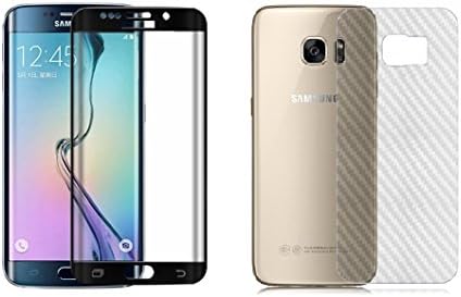 EiZiTEK EcoLight Series Galaxy S7 Edge Screen Protector Glass with Back Film, 3D Curved, 0.33mm Thick, not Case Compatible, Black - 1 Edge-To-Edge full Cover Curved Shield with 1 Back Film for S7Edge