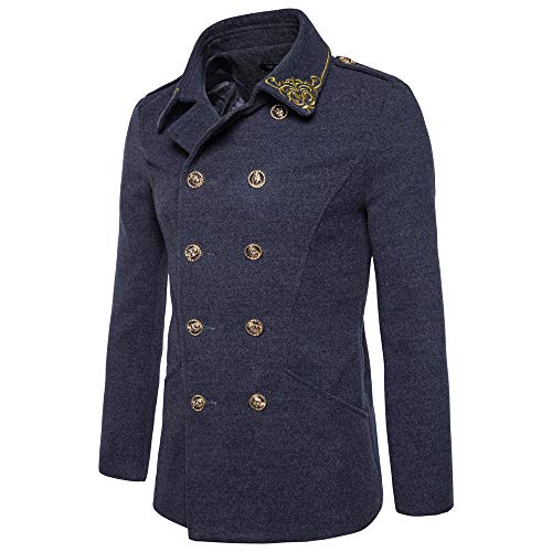MODOQO Men's Trench Coat Double-breasted Vintage Jacket Casual Outwear Overcoat(Dark Gray,2XL)