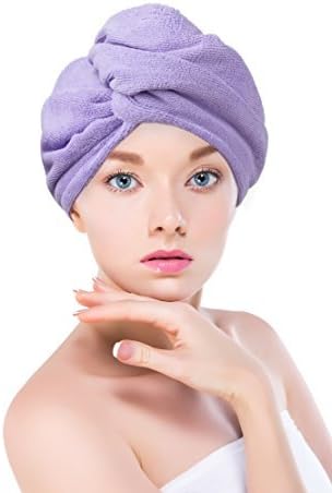 Towel Master Microfiber Hair Drying Towel, Super Absorbent Twist Hair Turban Wrap, Shower and Swimming Soft Fast Dry Towels for Women Long Hair (Light Purple)