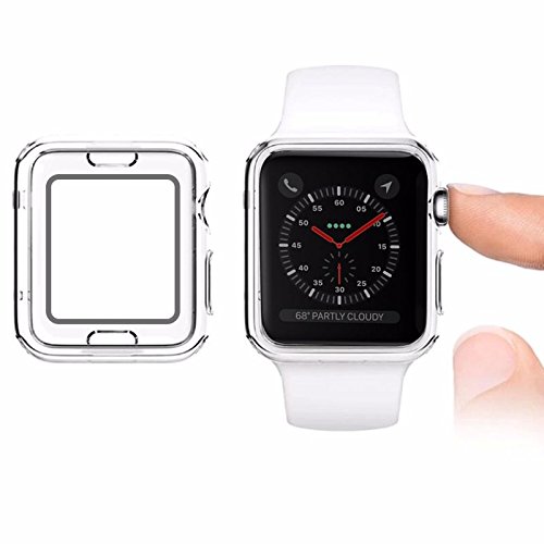 Apple Watch Case, FOLOME Plated Soft Slim TPU Protective Case Flexible Anti-Scratch Bumper Cover for iWatch Series 3 Series 2 Series 1 Watch Sticker (38mm Clear Case)