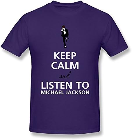 LIMEI Men's Michael Jackson And Keep Calm 100% Cotton Tee Shirts Purple S