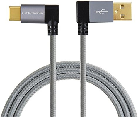 CableCreation USB C to USB A Cable Right Angle, 4FT 90 Degree USB Type C Braided Cable, Compatible with New MacBook(Pro),ASUS ZenPad S 8.0, Galaxy S10/S10+/S9 & More,1.2M/Space Gray (Aluminum Case)