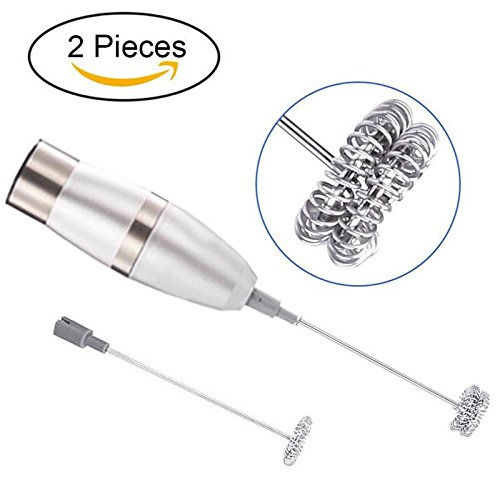 Homich Milk Frother Handheld Battery Operated Electric Foam Maker For Coffee, Latte, Cappuccino, Hot Chocolate, Portable Handheld Electric Milk Frother With 2 Detachable Stainless Steel Whisks