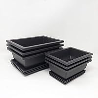 Bonsai Outlet Combo Pack of Professional Grade Plastic Training Pots - Three 6 Inch Pots with Humidity Trays & Three 8 Inch Pots with Humidity Trays