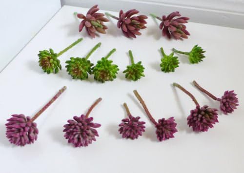 Decoratives Different Small Artificial Plants Stone Lotus Yacon Mini Grass Green Pink Miniature Succulents Desert Fake Plastic Landscape Table Desk Kitchen Home Decor Garden Lifelike Plant