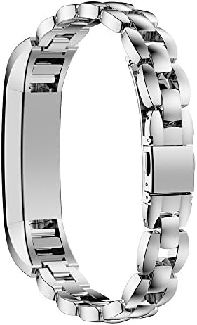 Fitbit Alta Bands AIRED Strap Smartwatch Accessories Replacement Watchbands With Stainless Steel Metal And Safety Clasp For Fitbit Alta Fitness Tracker (Silver-Type A)