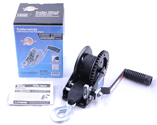 Trailer Winch 1200LB EDC Coasted Black Dual Drive Winch with 25-Foot Strap - Image 5