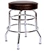 Richardson Seating Double Rung Backless Swivel Bar Stool with Chrome Frame, Black