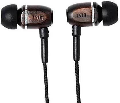 LSTN Bowerys Ebony Wood Noise Isolating Earbuds with In-line Microphone