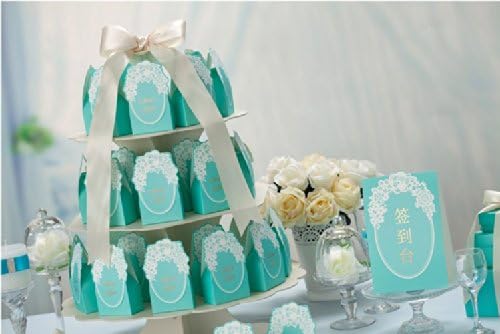 50pcs/lot Blue Party Favor Gift Candy Chocolate Boxes Wedding Favor Candy Boxes