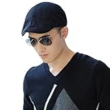 Siggi Men's 100% Cotton Newsboy Driving Duckbill Ivy Cap Irish Cabbie Hat Black Medium Black