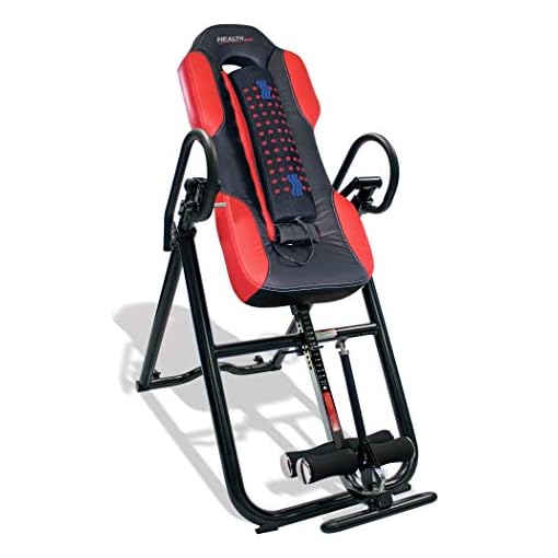 Health Gear ITM5500 Advanced Technology Inversion Table With Vibro Massage & Heat - Heavy Duty up to 300 lbs., Black/Red