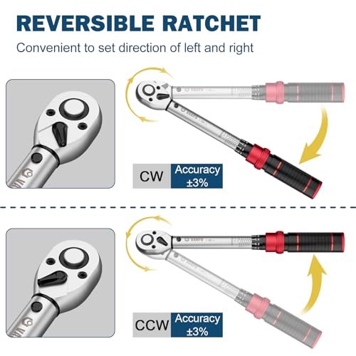 VANPO Bicycle Torque Wrench, 1-25 Nm, 1/4 Inch Torque Wrench Set with 30 S2 Bits, ±3% Precision, 72 Tooth Ratchet, Small Torque Wrench for MTB Bike, Motorcycle, Maintenance and Repair