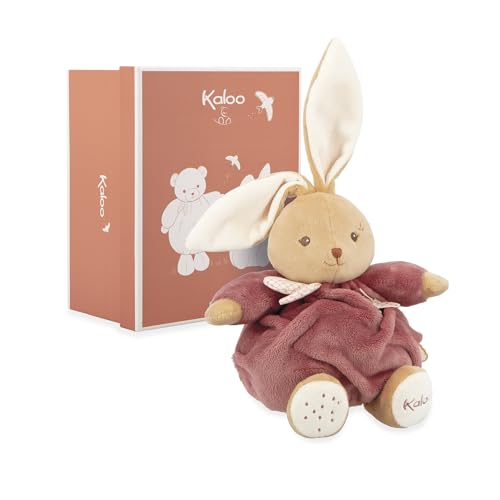 KALOO - Burgundy Rabbit Soft Toy 17 cm - Ultra-soft and fluffy plush for babies - Soft companion from birth - Ideal size for small hands - Birth gift - K214009