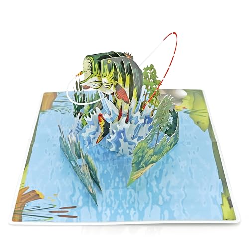 CUTPOPUP Bass Fishing - 3D Birthday Card, Father's Day Card, Gift Card, Birthday Greeting Card (Bass Fishing) US8-SD197ES