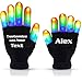 The Noodley Flashing LED Finger Light Gloves Sized for Kids Personalized Custom 4, 5, 6, 7 Year Old (Small, Black)