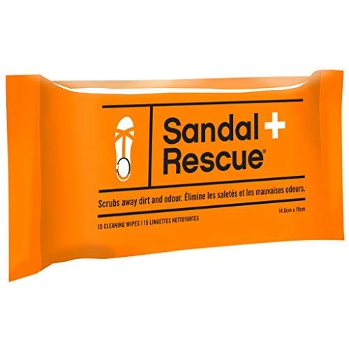 SandalRescue All-natural Sandal Cleaner Wipes for Suede and Leather Sandals. Shoe Cleaning Wipe Scrubs Off Dirt and Oil Footprints and Cleans Sandals all Over. 15 Pack.