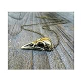 The Labyrinth, Antique Bronze Raven Skull Necklace, Bird Skull Necklace, Unisex Jewelry, Men's Necklace, Mens Jewelry