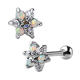 Clear Flower Synthetic Opal Stainless Steel Cartilage Earring