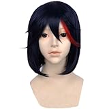 Angelaicos Unisex Red Highlights Halloween Cosplay Costume Bob Wig Short Blue