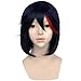 Angelaicos Women's Red Highlights Halloween Cosplay Costume Bob Wig Short Blue