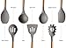 Miusco Silicone Cooking Utensils Set, 7 Piece Natural Acacia Wooden Kitchen Tool Kit with Utensil Holder
