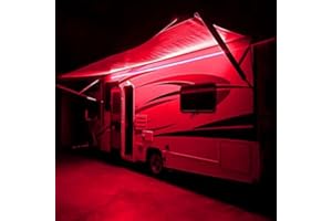Seagenck RV Led Awning Party Light, Led Awning Strip Light for Camper Motorhome Travel Trailer Concession Stands Food Trucks, Light Up Canopy Area for BBQ Play Cards, 5m(16.4ft), Dc 12v, Red