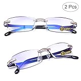 LUFF Premium Computer Reading Glasses Blue Light Blocking Diamond Cut Edge Design Spectacle Readers for Men(+2.0)