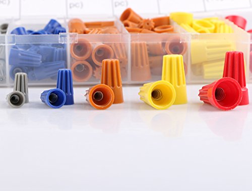 Mikimiqi Wire Connector Assortment Kit 158Pcs Screw Terminals Spring Insert Twist Nuts Caps with 5 Different Size