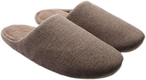 Women's House Slippers Wool Anti-slip Warm Memory Foam Comfy Indoor Shoes, Light Brown,Large