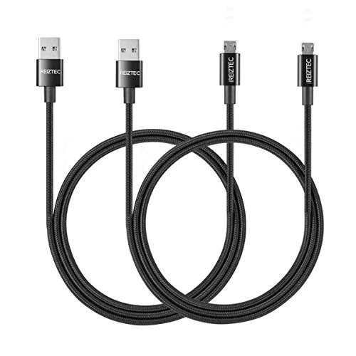 REVERSIBLE Micro USB cable 3.3ft 2-Pack，iREIZTEC Nylon Braided Tangle-Free Durable High Speed Sync + 3.0 Amps Fast Charging Cable for Android, Samsung S8/9 plus N8, HTC, Nokia, Sony and More (Black)