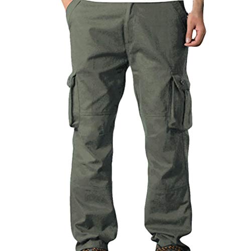 Best Seller! Men Cargo Pants - Mens Casual Mid Waist Pocket Overalls Sport Work Trousers(32, Army Green)
