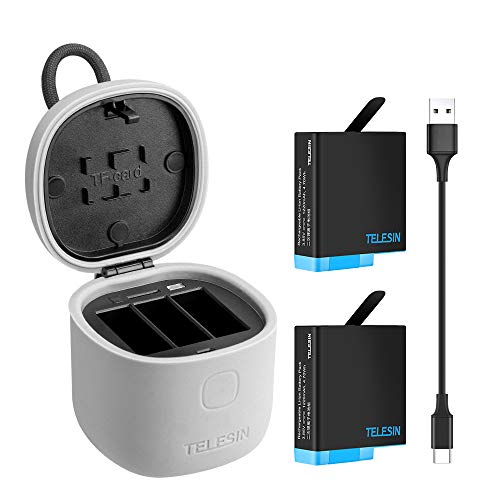 TELESIN allinBox Caricabatteria per Gopro,Kit di Multifunzione per Gopro,Caricatore USB a LED a 3 Canali,Ricarica…