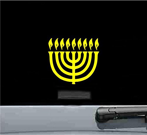 Menorah Hewbrew Lamp Vinyl Decal Sticker (YELLOW)