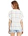 ROMWE Women's Grid Shirt Knot Front Roll Sleeve Blouse White (One size)