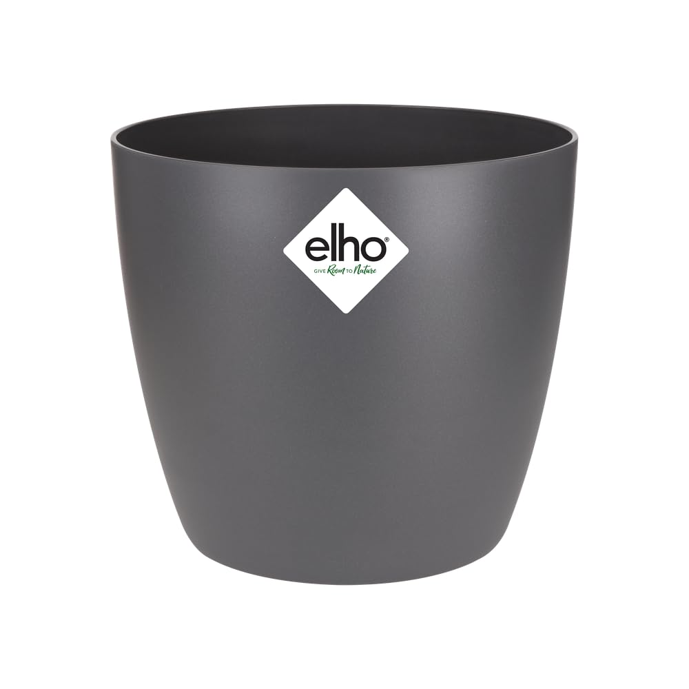 elho Brussels Round Mini 7 - Flower Pot for Indoor - 100% Recycled Plastic - Ø 6.7 x H 6.0 cm - Black/Anthracite