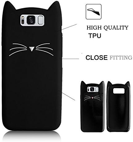 SevenPanda for Samsung Galaxy S9 2018 3D Silicone Protective Case Cat Design Cartoon Cute Beard TPU Protective Case Cover with Scratch Resistant Scratchproof Shock Absorbing Phone Protective - Black