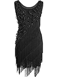 PrettyGuide Women's 1920s Beaded Fringe Scalloped Petal Plus Size Flapper Dress