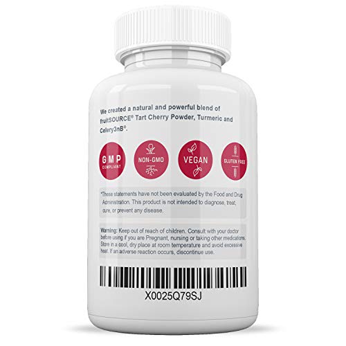 Uric Acid Cleanse Support Tart Cherry Capsules - Tart Cherry Juice Extract 2500 mg with Turmeric and Celery Seed Extract for Joint and Kidney Support - 60 Tart Cherry Concentrate Capsules