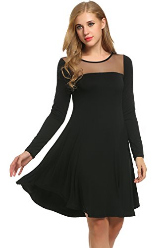 Meaneor Women Sheer Mesh Tunic Swing Loose T-Shirt Dress