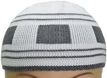 Manal Enterprises New Islamic Kufi Prayer Cap Egyptian Mens Pure Cotton Muslim Hat Topi Namaz Beanies''