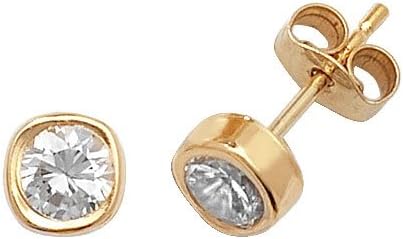 9ct gold cz set stud earrings
