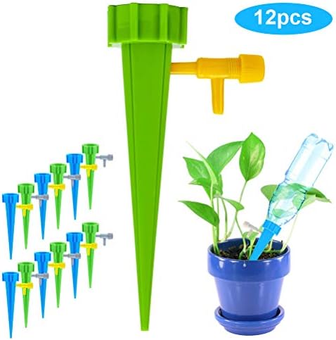 Rivadal 12Pcs Plant Waterer Self Watering System Slow Release Control Valve Switch Automatic Vacation Drip Irrigation Watering Devices for Outdoor Indoor Flower or Vegetables