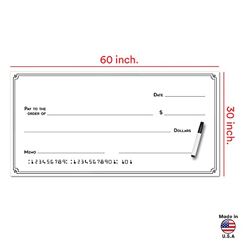 Giant Fake Award Presentation Check - 30" x 60" - Large Novelty Endowment Check for Endowment, Donations, Fundraiser - Big Blank Oversized Raffle Sweepstakes Reward Winners Check (Line Borders) - Thumbnail 2