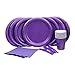 Party lovers Premium Party Supplies Disposable Dinnerware Set - 20pc Includes Purple Dinner Plates, Cutlery, Tablecloth Napkins and Cups - Birthday Paper Tableware Collections