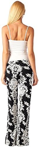 Fashion Daisy Printed Women Trousers Tall Waist Chiffon Harem Wide Leg Palazzo Pants Black