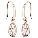 SHEGRACE Wedding Earrings for Bridesmaids, Rose Gold Plated Hook Earrings, Oval Dangle Earring Drop Earrings