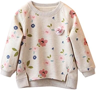 Foutou Toddler Pullover Swaetshirt For Baby Girls Floral Print Long Sleeve Warm Tops T-Shirt Blouses (7T (140))
