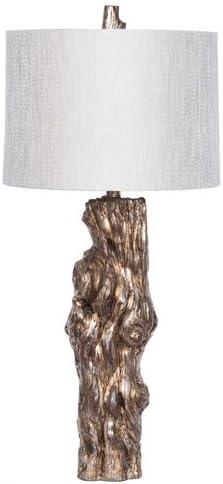 251 First River Station 31 In. Log Resin Table Lamp Metallic Copper and Bronze with Drum Shade